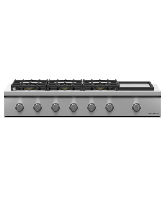 Fisher Paykel 48" Series 9 6 Burner Gas with Griddle Rangetop, Natural Gas Stainless Steel - CPV3486GDN