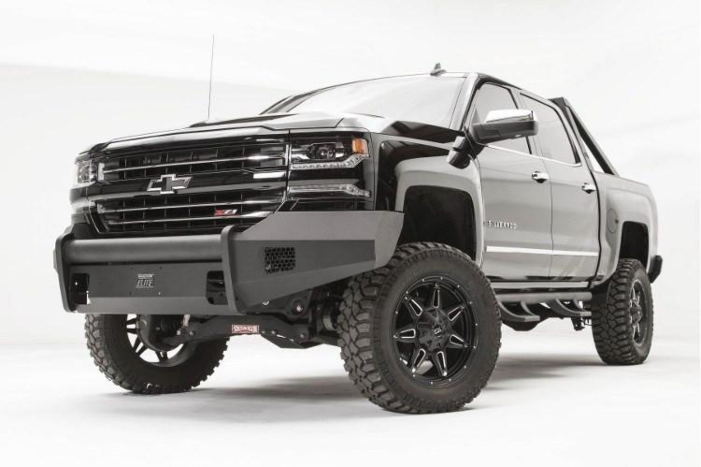 Fab Fours CS16-R3861-1 Chevy Silverado 1500 2016-2018 Black Steel Elite Front Bumper No Guard with Tow Hooks