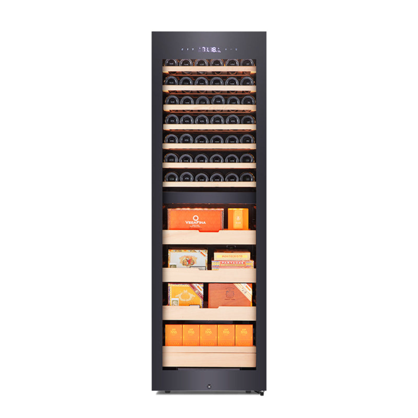 Afidano 42 Bottle & 1250 Cigar Dual Zone Combo Cabinet, Spanish Cedar Shelves & Glass Door Display - CWC-268C2