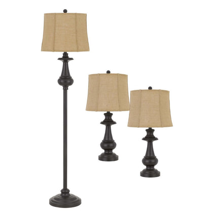 Cal Lighting Rustic Lamp Set with 1 Floor Lamp and 2 Table Lamps - BO-2962-3