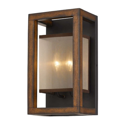 Cal Lighting 2-Light Rubber Wood Wall Sconce with Organza Shade - WL-3536-2
