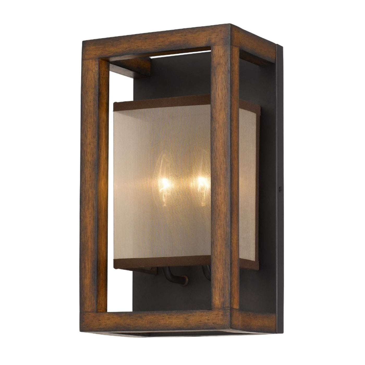 Cal Lighting 2-Light Rubber Wood Wall Sconce with Organza Shade - WL-3536-2