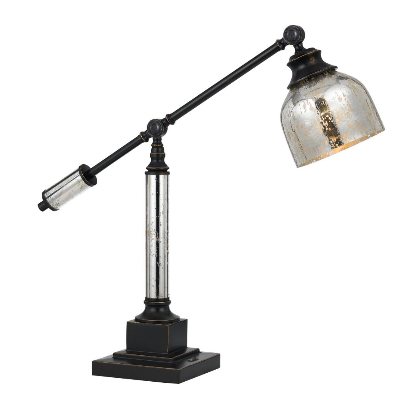 Cal Lighting Metal Desk Lamp with Glass Shade in Dark Bronze - BO-2602TB