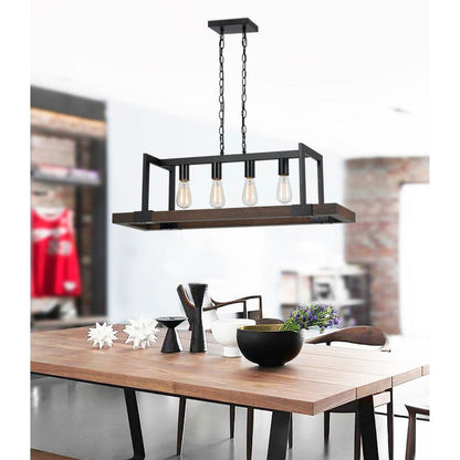 Cal Lighting Antonio 4-Light Wood Chandelier in Dark Bronze - FX-3586-4