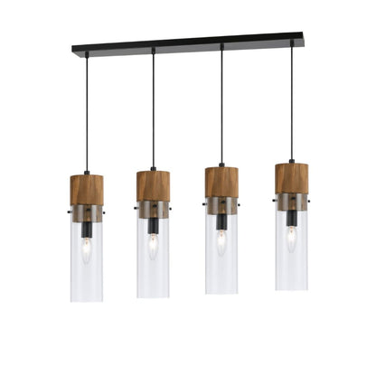 Cal Lighting 4-Light Spheroid Island Fixture in Dark Bronze and Wood - FX-3583-4