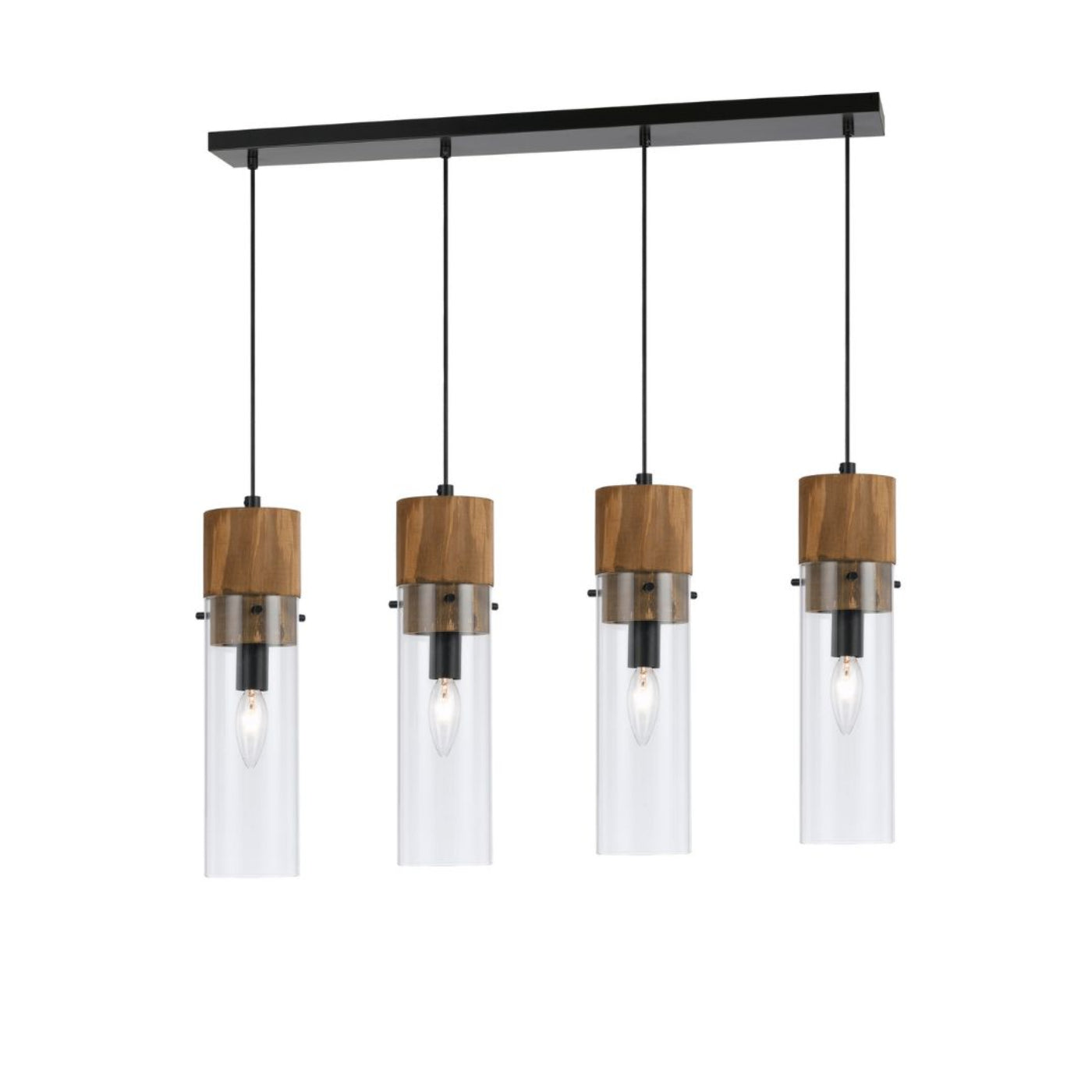 Cal Lighting 4-Light Spheroid Island Fixture in Dark Bronze and Wood - FX-3583-4