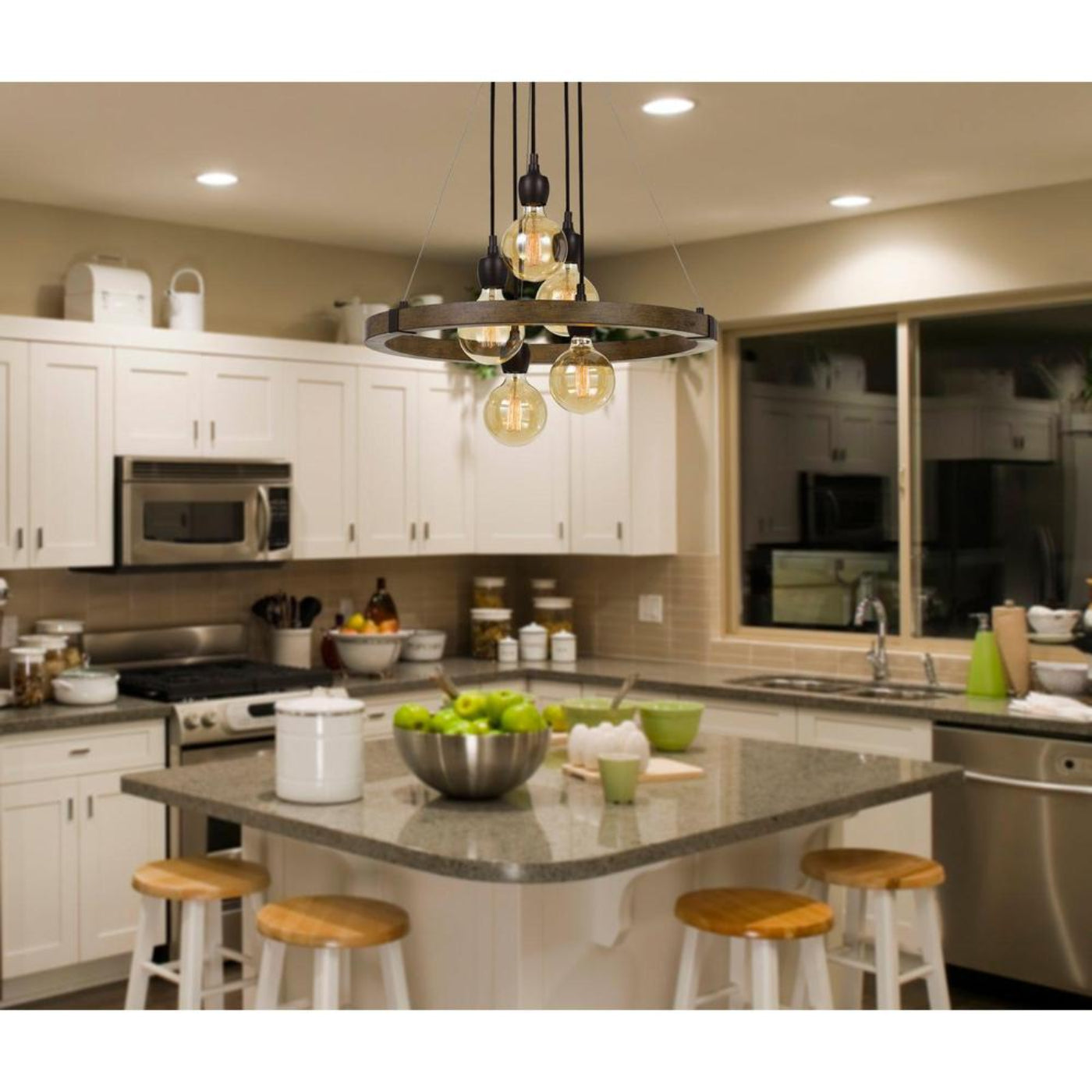 Cal Lighting Martos 5-Light Metal and Wood Chandelier with Edison Bulbs - FX-3687-5