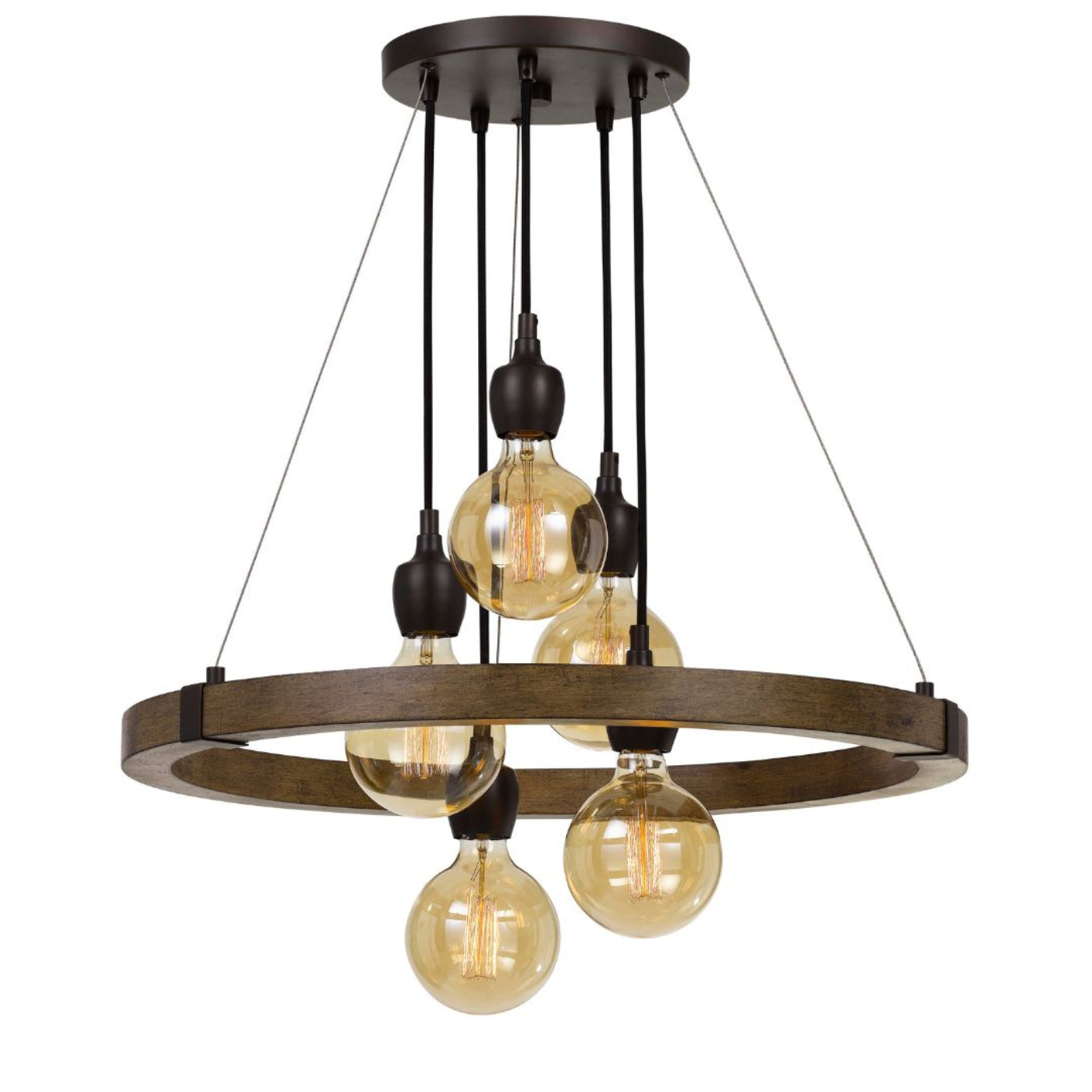 Cal Lighting Martos 5-Light Metal and Wood Chandelier with Edison Bulbs - FX-3687-5