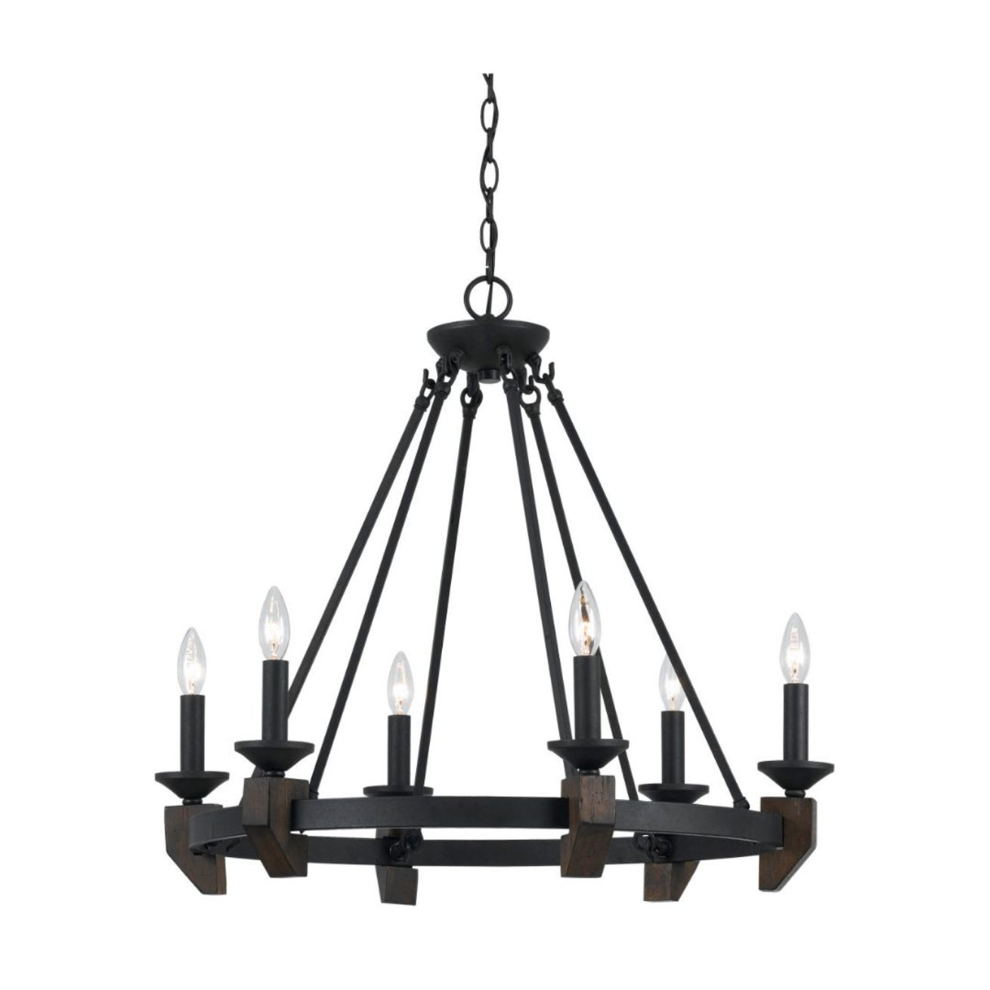 Cal Lighting Cruz 6-Light Metal and Wood Chandelier in Warm Bronze - FX-3517-6