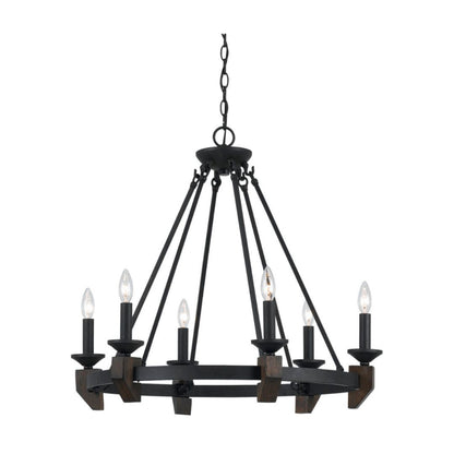 Cal Lighting Cruz 6-Light Metal and Wood Chandelier in Warm Bronze - FX-3517-6