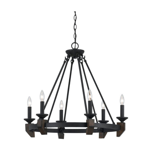 Cal Lighting Cruz 6-Light Metal and Wood Chandelier in Warm Bronze - FX-3517-6