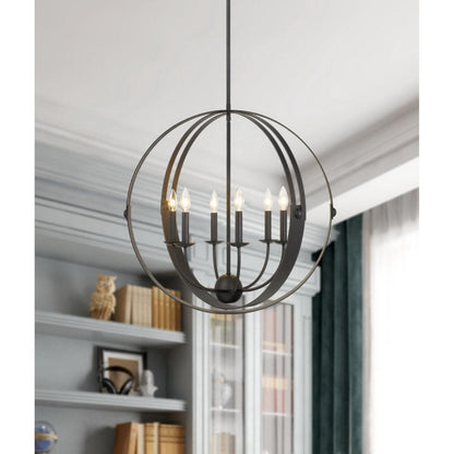 Cal Lighting Valais 6-Light Metal Birdcage Chandelier in Matte Black - FX-3737-6