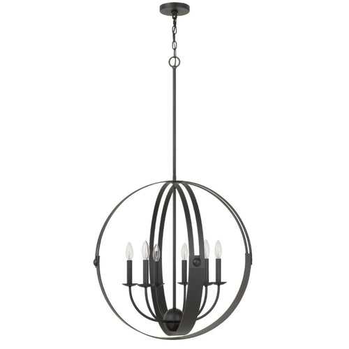 Cal Lighting Valais 6-Light Metal Birdcage Chandelier in Matte Black - FX-3737-6