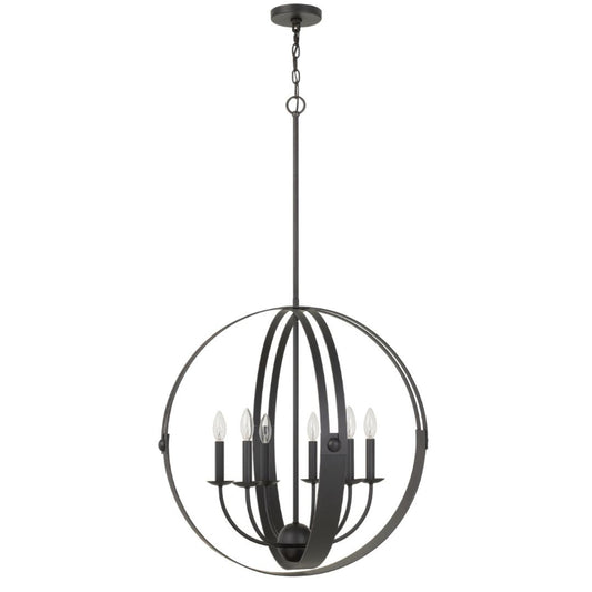 Cal Lighting Valais 6-Light Metal Birdcage Chandelier in Matte Black - FX-3737-6