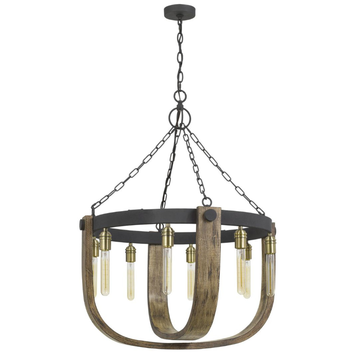 Cal Lighting Apulia 8-Light Metal and Distressed Wood Rustic Chandelier - FX-3730-8