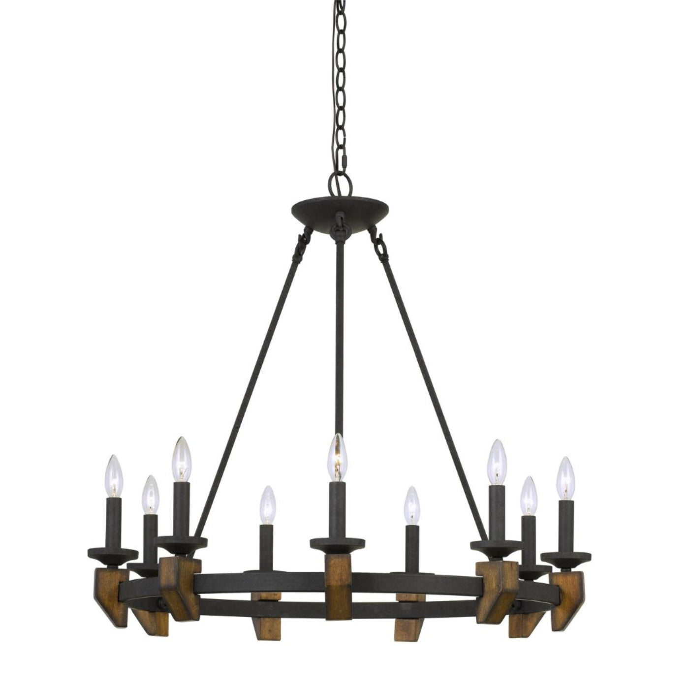 Cal Lighting Cruz 9-Light Metal/Wood Chandelier in Warm Bronze - FX-3517-9
