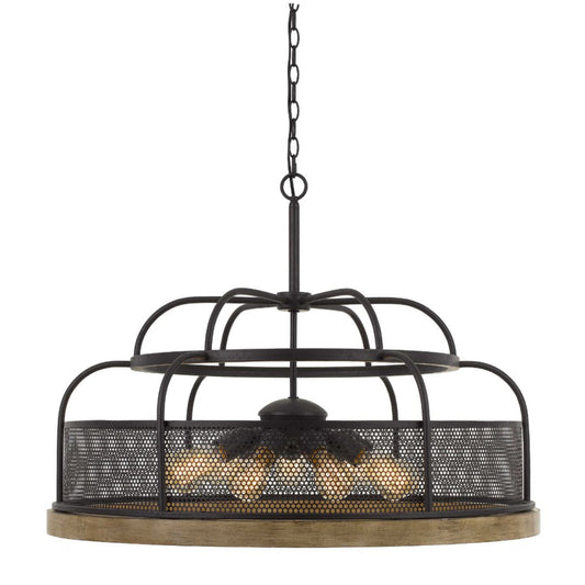 Cal Lighting Akaki 9-Light Metal and Pine Wood Chandelier in Light Oak - FX-3706-9