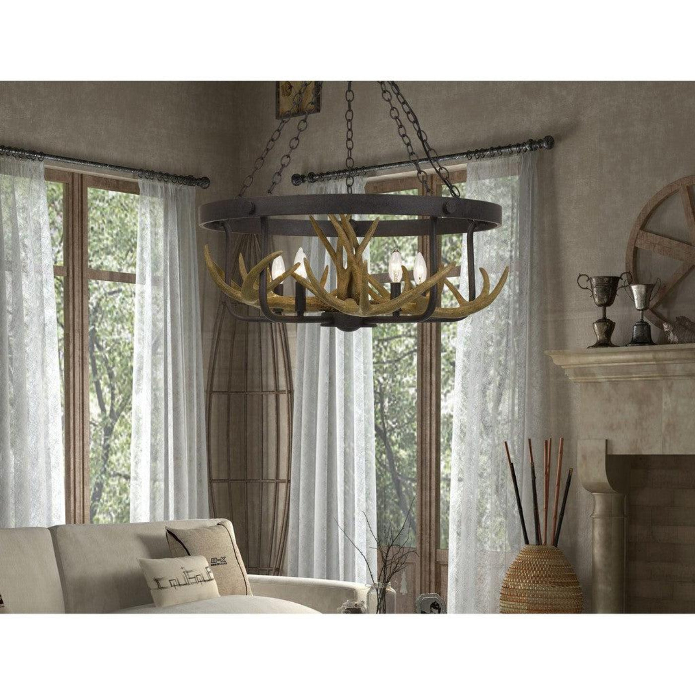 Cal Lighting Angelo 5-Light Metal Antler Chandelier in Iron - FX-3703-5