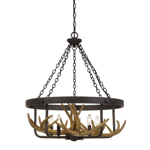 Cal Lighting Angelo 5-Light Metal Antler Chandelier in Iron - FX-3703-5