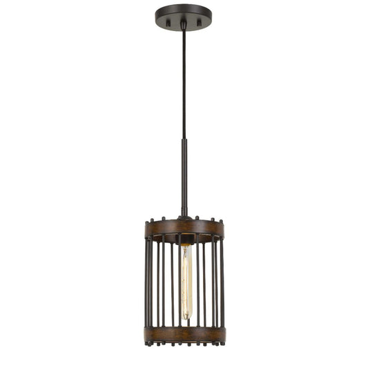 Cal Lighting Cantania Caged Cylinder Metal Pendant Light Fixture - FX-3700-1