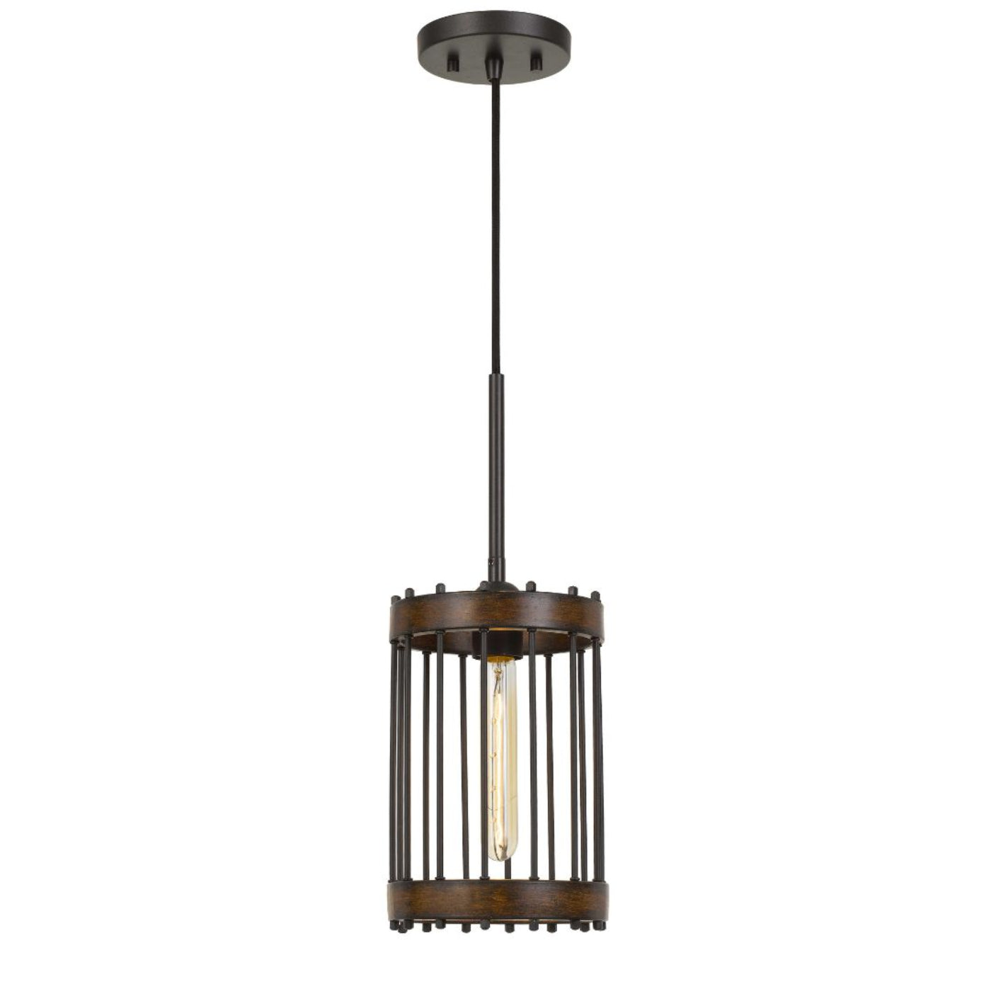 Cal Lighting Cantania Caged Cylinder Metal Pendant Light Fixture - FX-3700-1
