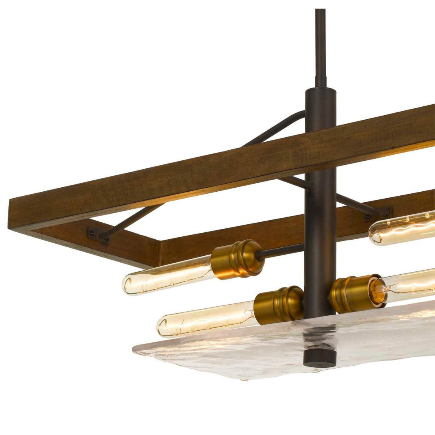 Cal Lighting Craiova 6-Light Pine Wood Island Chandelier with Glass Accent - FX-3701-6