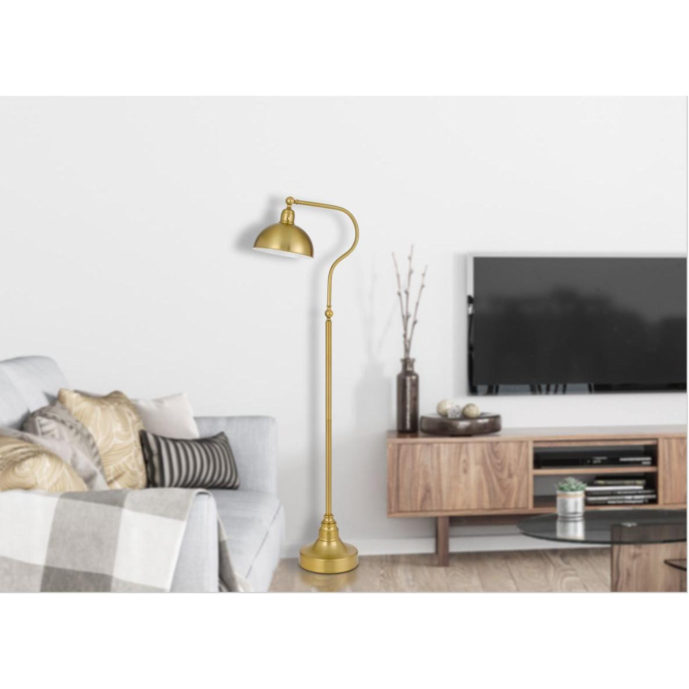 Cal Lighting Industrial Retro Floor Lamp with Half Dome Metal Shade - BO-3025FL-AB