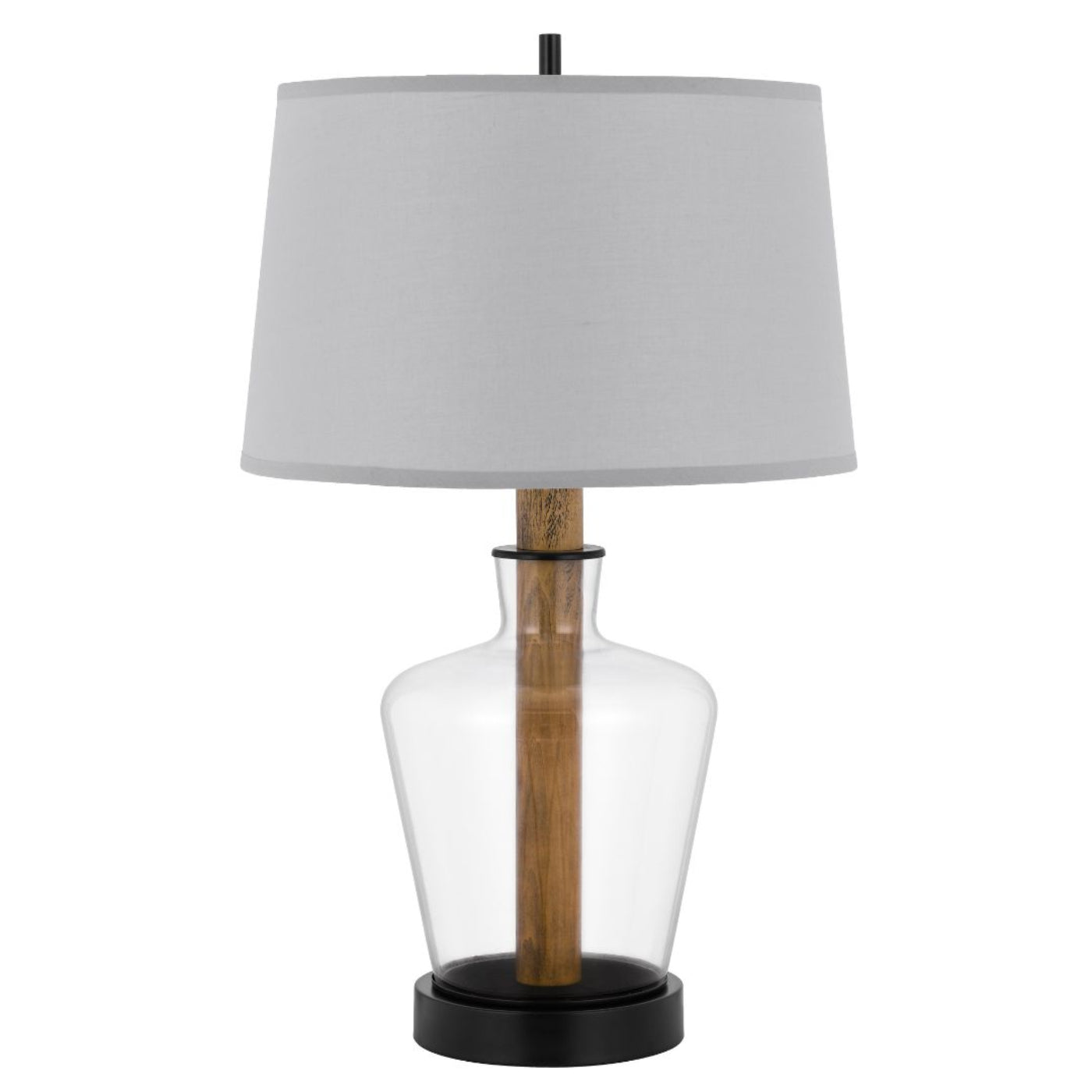 Cal Lighting Salford Glass and Wood Table Lamp with Taper Drum Hardback Shade - BO-3031TB
