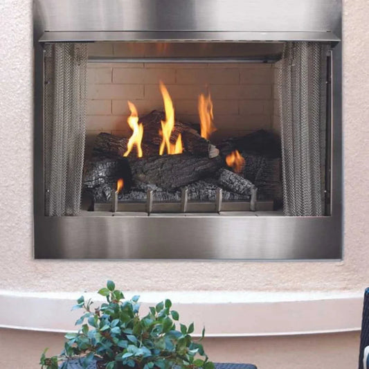 Empire Carol Rose 36" Vent Free Premium Outdoor Stainless Steel Fireplace - OP36FP32MN
