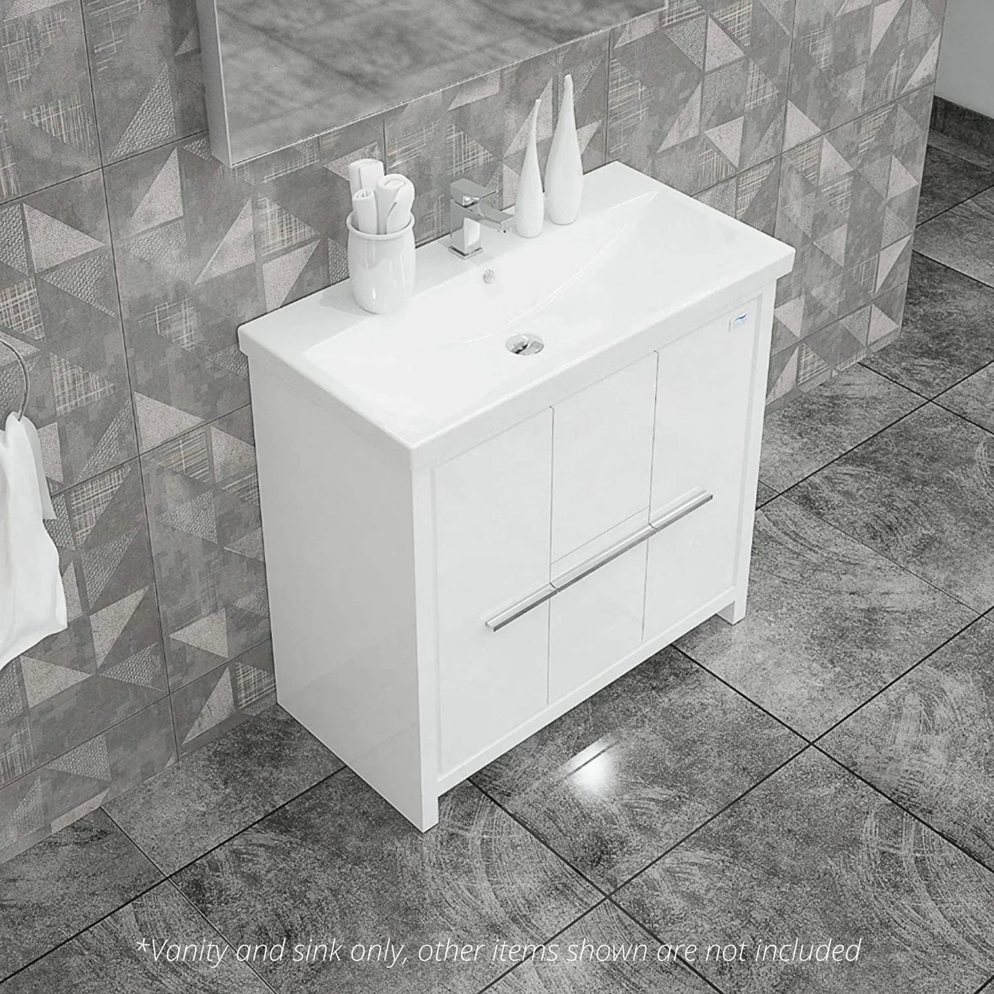 Casa Mare Alessio 36" Bathroom Vanity and Ceramic Sink Combo with LED Mirror - Alessio90GG-36