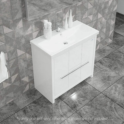 Casa Mare Alessio 36" Bathroom Vanity and Ceramic Sink Combo with LED Mirror - Alessio90GG-36