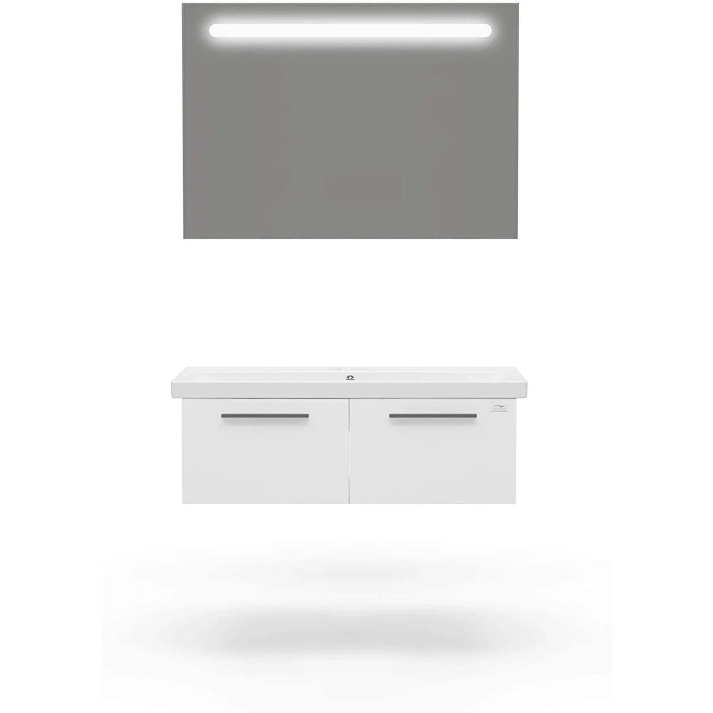 Casa Mare Aspe 40" Glossy White Bathroom Vanity and Ceramic Sink Combo with LED Mirror - Aspe100GW-40