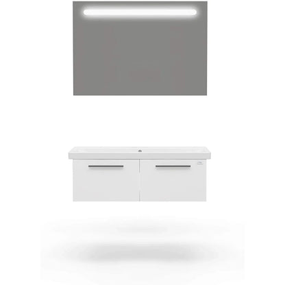Casa Mare Aspe 40" Glossy White Bathroom Vanity and Ceramic Sink Combo with LED Mirror - Aspe100GW-40