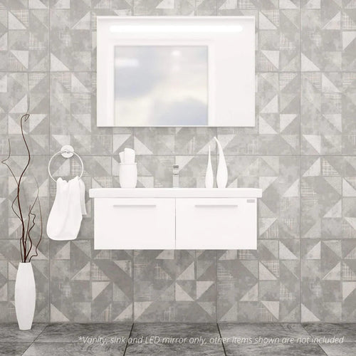 Casa Mare Aspe 40" Glossy White Bathroom Vanity and Ceramic Sink Combo with LED Mirror - Aspe100GW-40
