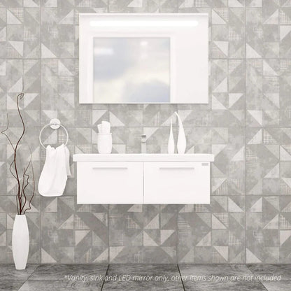 Casa Mare Aspe 40" Glossy White Bathroom Vanity and Ceramic Sink Combo with LED Mirror - Aspe100GW-40