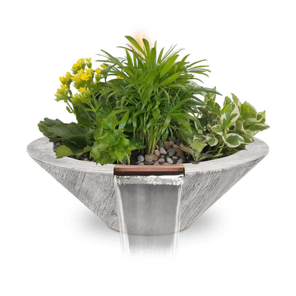 Cazo Planter & Water Bowl-Wood Grain Concrete Ivory