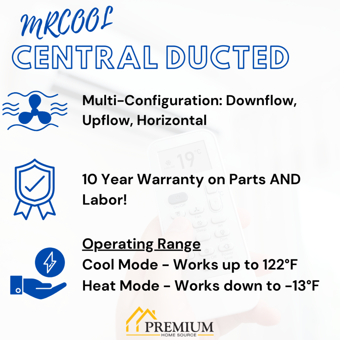MRCOOL 30K BTU 18.5 SEER Ducted Air Handler and Condenser with 25 ft. Pre-Charged Line Set,  - CENTRAL-30-HP-230-25