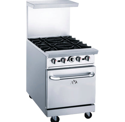 Chef AAA  Commercial 24" Oven Range Four Open Burners Natural Gas - TCR24-4B