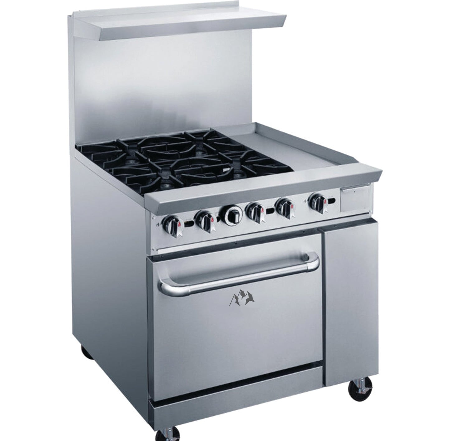 Chef AAA  Commercial 36" Oven Range Four Open Burners with 12" Griddle Natural Gas - TCR36-4B12GM