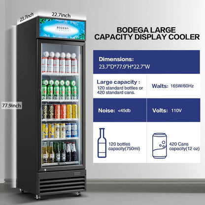 BODEGAcooler Commercial Glass Door Display Refrigerator Merchandiser 12.2 Cu. Ft