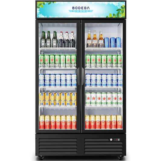 BODEGAcooler Commercial Refrigerator 2 Glass Doors Display Refrigerator Merchandiser 35.4 Cu. Ft