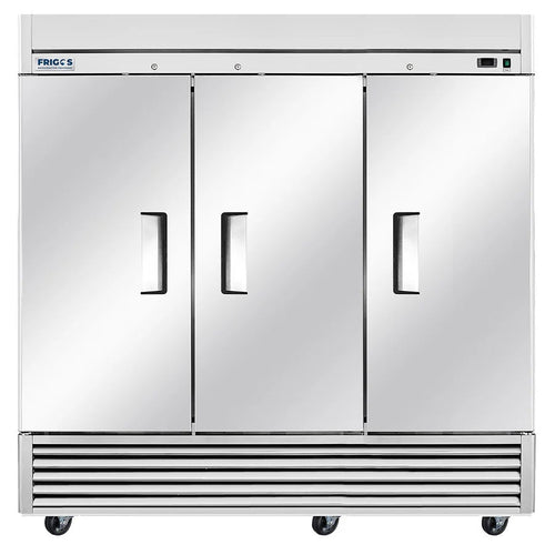 Frigos Commercial Reach in Freezer 3 Section Solid Door with Aluminum Interior with 304 Stainless Steel Floor - FG-FZ-3D