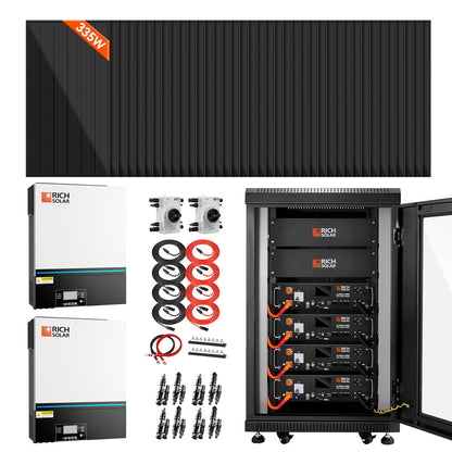 Rich Solar Complete Off-Grid Solar Kit | 38 x MEGA 335 Solar Panels | 13,000W 120/240V Output | 48VDC - RS-CBK1301C