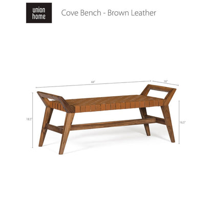Union Home Cove Bench - Brown Leather -  BDM00071