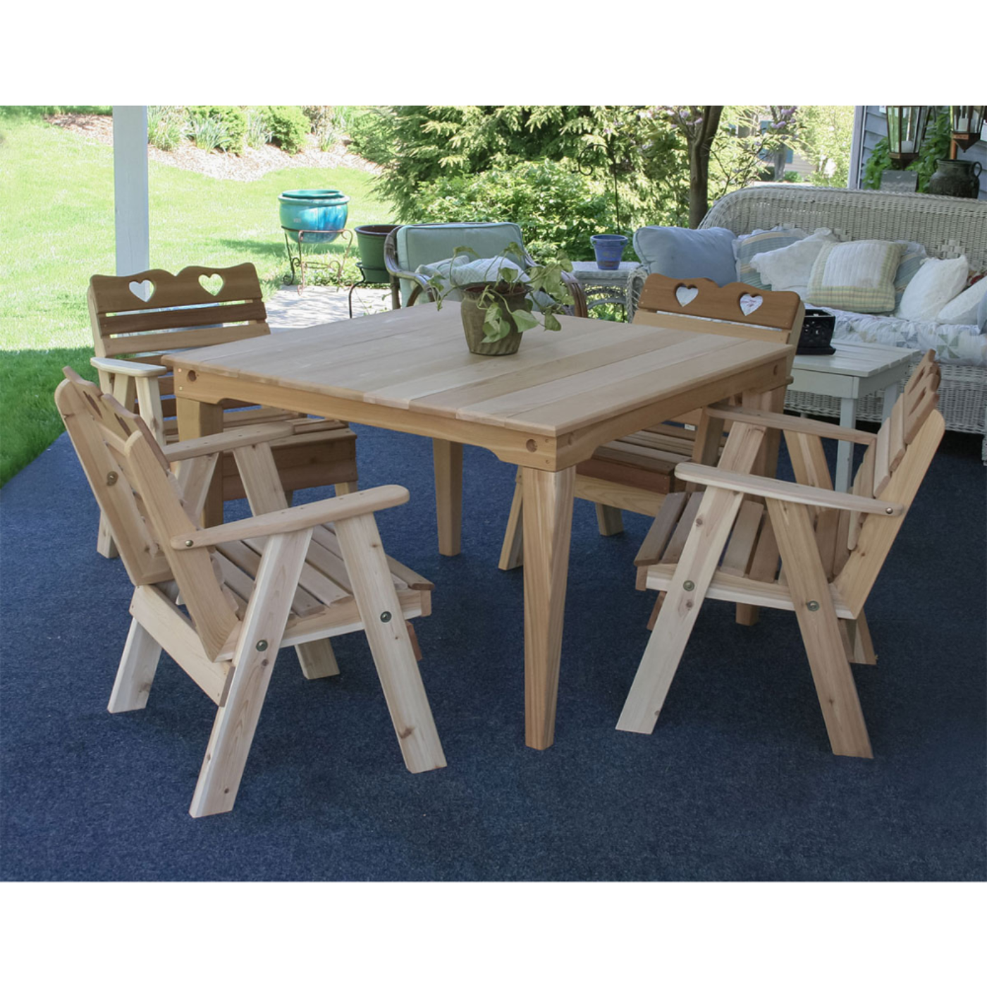 Creekvine Designs Treated Pine Crossback Garden Bench - Creekvine Designs Cedar Country Hearts Dining Set - WRFSASDSCVD