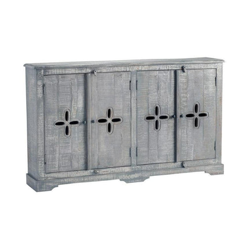Crestview Collection Castleberry 68" x 13" x 40" 4-Drawer Rustic Weathered Gray Wood Sideboard