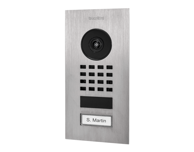 DoorBird D1101V Flush-Mount IP Video Intercom, 1 Call Button in Flame Red, RAL 3000