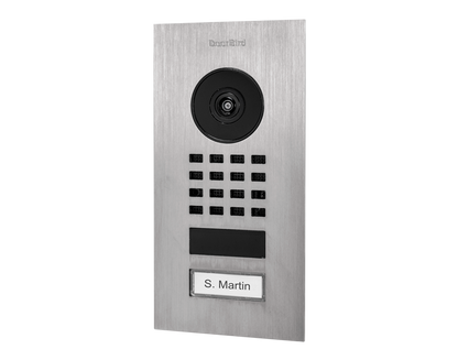 DoorBird D1101V Flush-Mount IP Video Intercom, 1 Call Button in Flame Red, RAL 3000