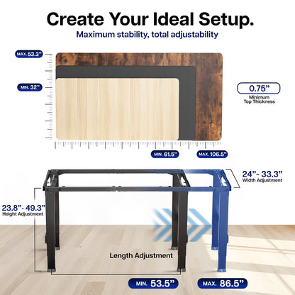 VIVO Premium Electric 4-Leg Dual Motor Frame - DESK-E-P4B