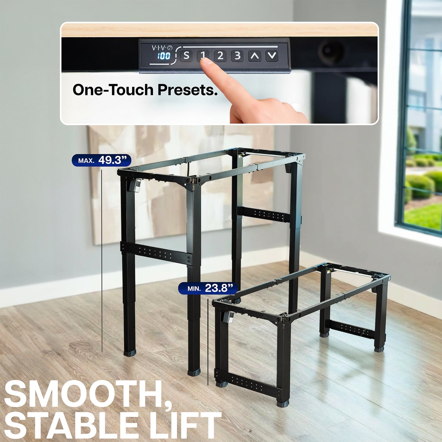 VIVO Premium Electric 4-Leg Dual Motor Frame - DESK-E-P4B